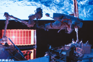 Shenzhou-19 astronaut Cai Xuzhe during record breaking 9-hour spacewalk